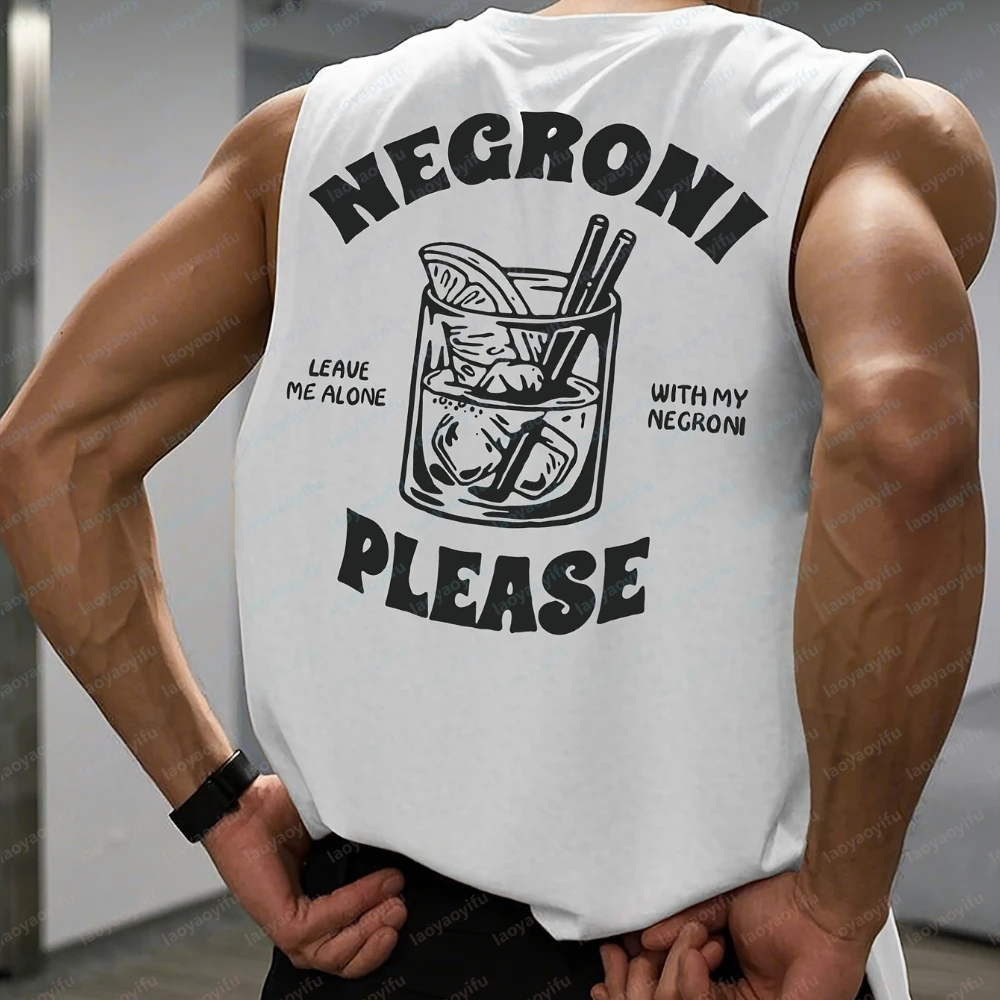 

Men's Sleeveless T-shirt Round Neck Sports Beach Double Side Print for Running Fitness and Basketball Mens Clothing Tank Tops