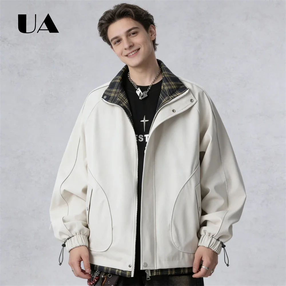 Fake Two-Piece Jacket for Men, Spring and Autumn Trendy Jackets, High End Cool Patchwork Sports Jacket