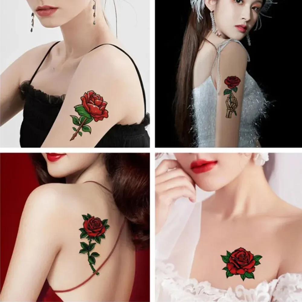 

Waterproof Temporary Tattoo Stickers Beautiful Flower Rose fake Flash Unisex
