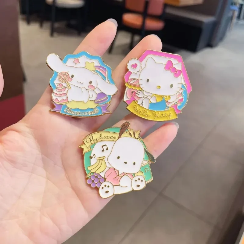 Kuromi Cartoon Brooch Pochacco Cute Melody Lapel Pins Backpacks Brooches for Women Enamel Pin Gift Fashion Jewelry Accessories