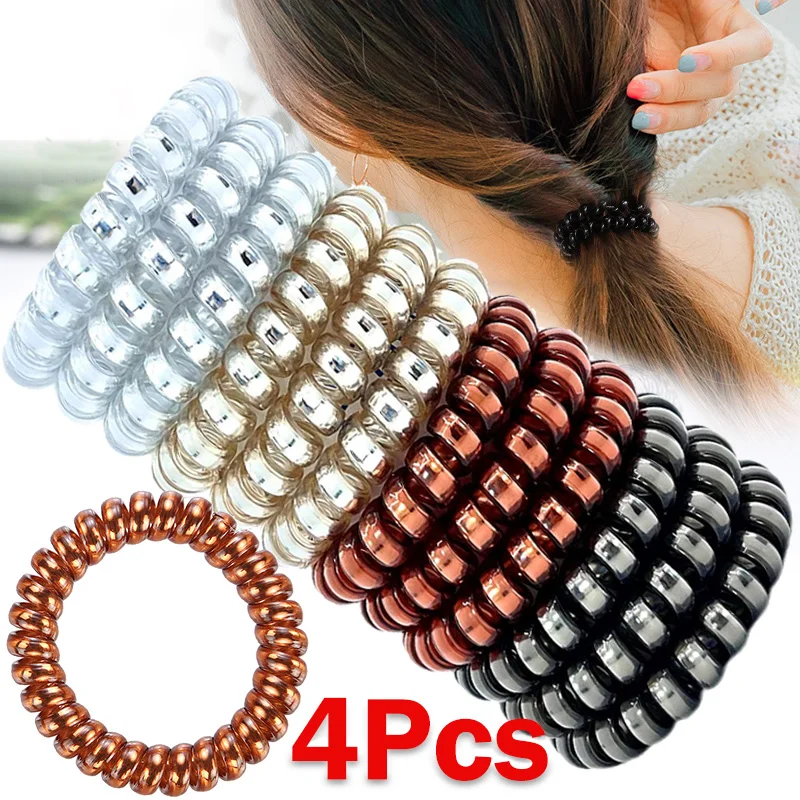 Hair Rubber Bands for Women Hair Accessories Girl Phone Cord Spiral Hair Ties Gum Ponytail Holders Elastic Hair Rings Band