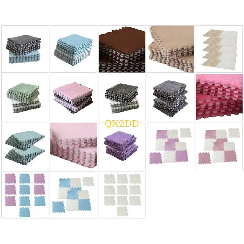 

QX2D 10pcs/set Splicing Mat Soft Room Carpet for Infants Small Children's Bedside Ground Blanket Stain Resistant Floor Mats