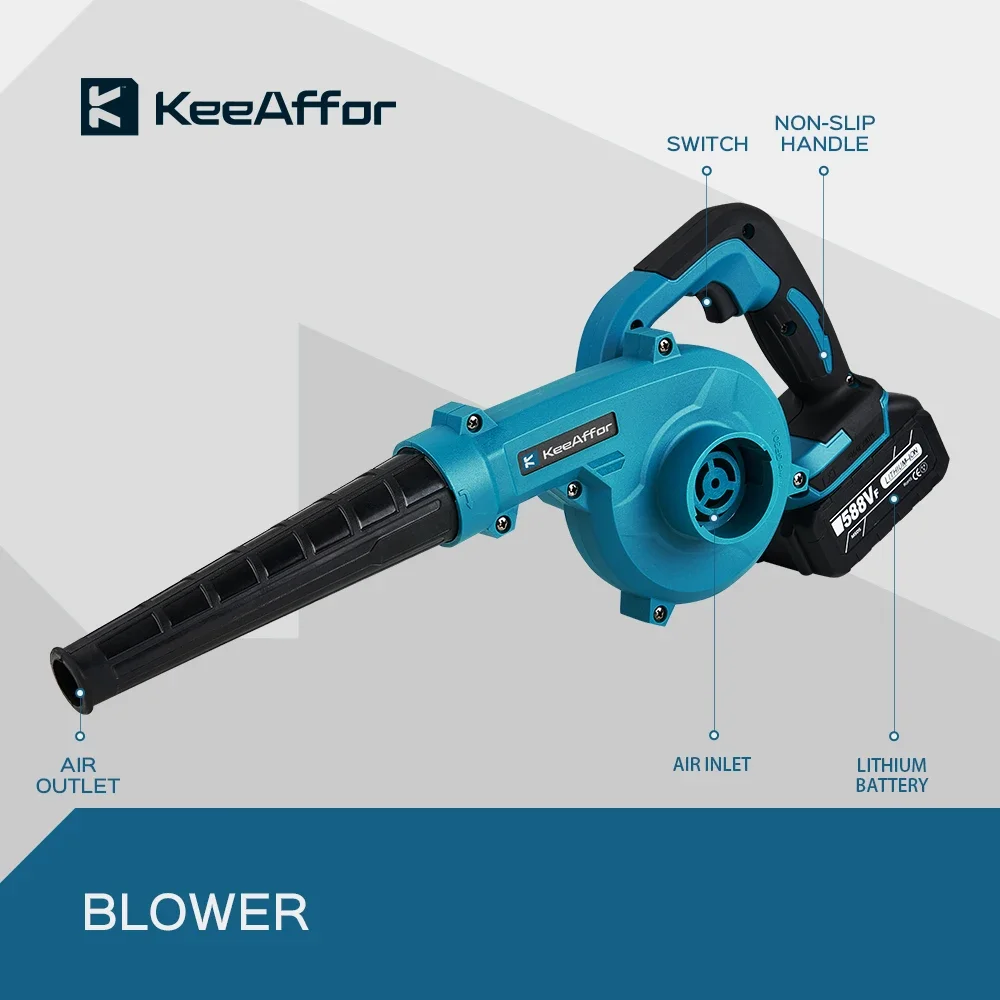 KEEAFFOR 3500W 2 in 1 High-speed Electric Air Blower & Cleaner Cordless Blowing Cleaning Dust Leaf For Makita 18V Battery