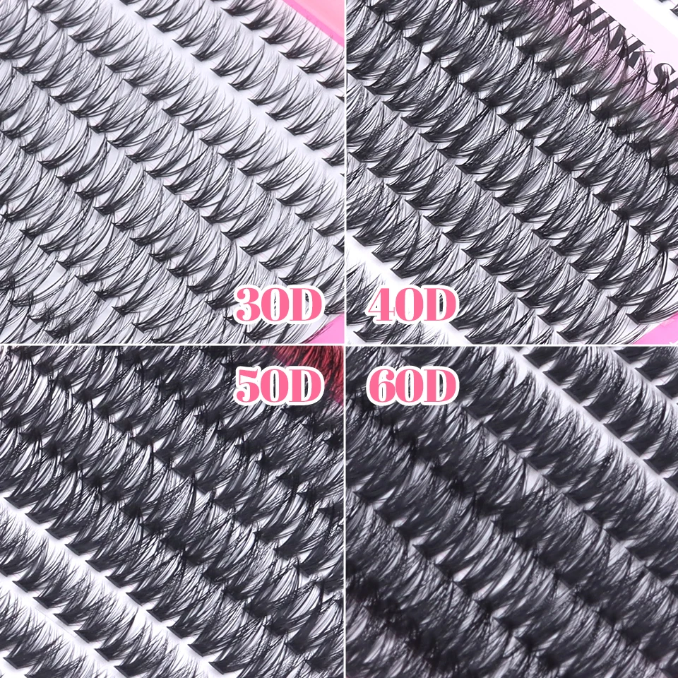 Kit de extensión de pestañas 640 Uds 304050D grupos de pestañas D Curl 8-16mm Kit de pestañas individuales con unión y sello, pinzas y cepillo