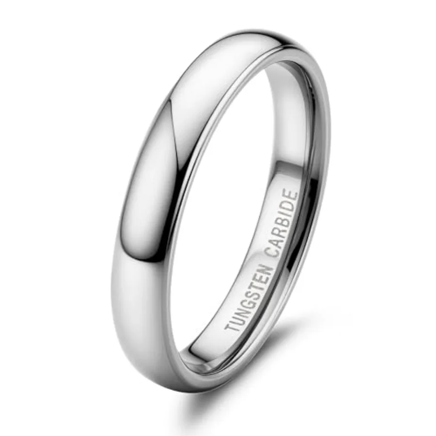 

Jstyle 2mm 4mm Tungsten Rings for Men Women Hypoallergenic Wedding Band Rings Gold/Silver Domed High Polish Comfort Fit Size 6-