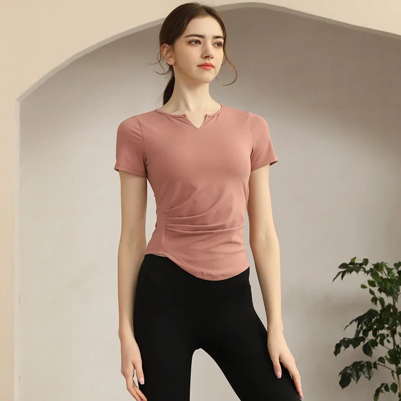 Lululemeng المرأة الراقية اليوغا تي شيرت رياضي التجفيف السريع تنفس ملابس اللياقة البدنية التخسيس الأعلى لليوجا #3