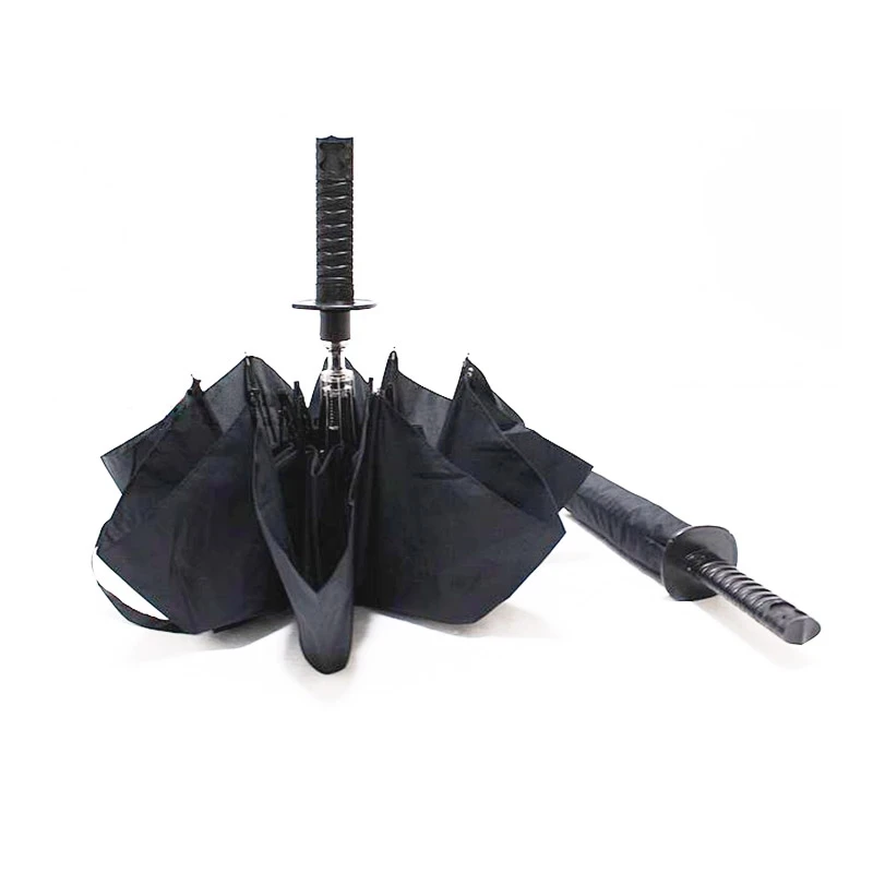 Creative Sword Umbrella Japanese Samurai Dagger Shape Rain Sun Folding Knife Windproof Umberallas Female Male Car Large Parasol