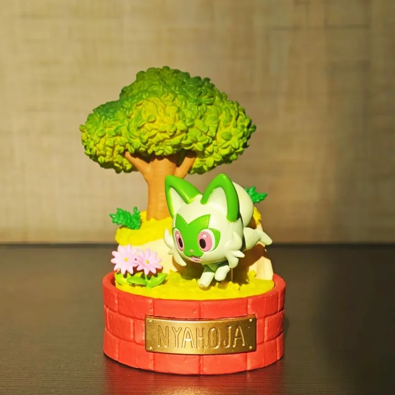 En Stock, Re-Ment, Pokemon auténtico que pasa a través de las estrellas en una noche iluminada en la luna, escena en miniatura, colección de modelo de acción, caja ciega