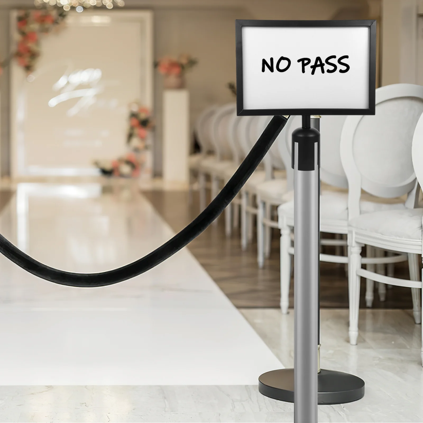 Railing Inserts Sign Holder for Crowd Control Barrier Poster Display Stanchion Airport Queue Line Pole