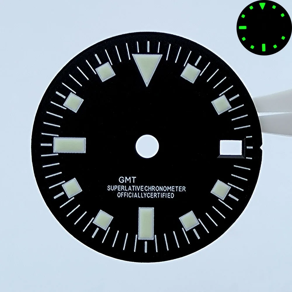 29mm NH34 Dial GMT dial S logo dial Custom logo Blue/Green Luminous dial fit NH34 movement watch accessories