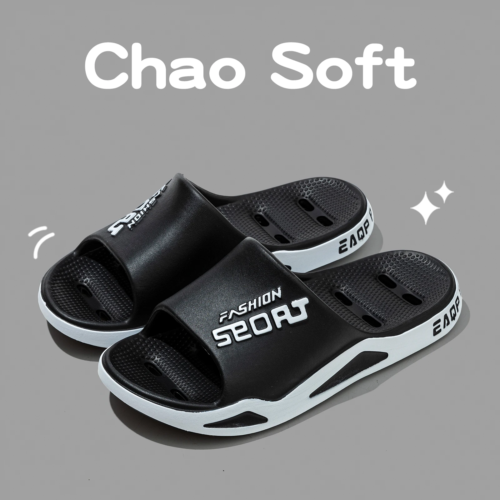 Open Toe Fashion Summer Simple Cool Men's Slippers Flat Non Slip Indoor Leisure Comfortable Breathable Couple Home Soft Shoes