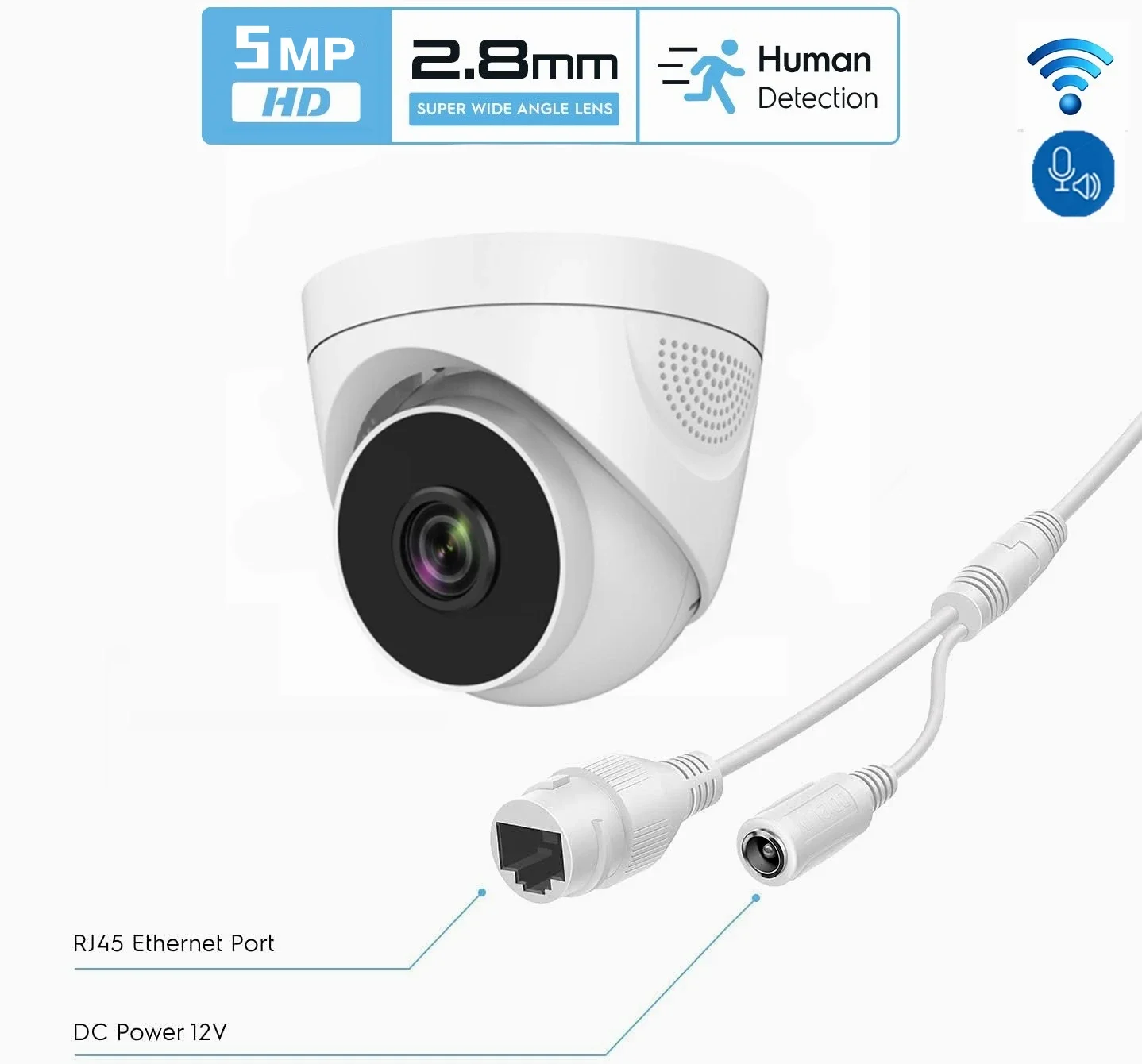 

WIFI IP dome camera 5MP HD wireless Security CCTV webcam Audio SD card slot use for indoor support smartphone view