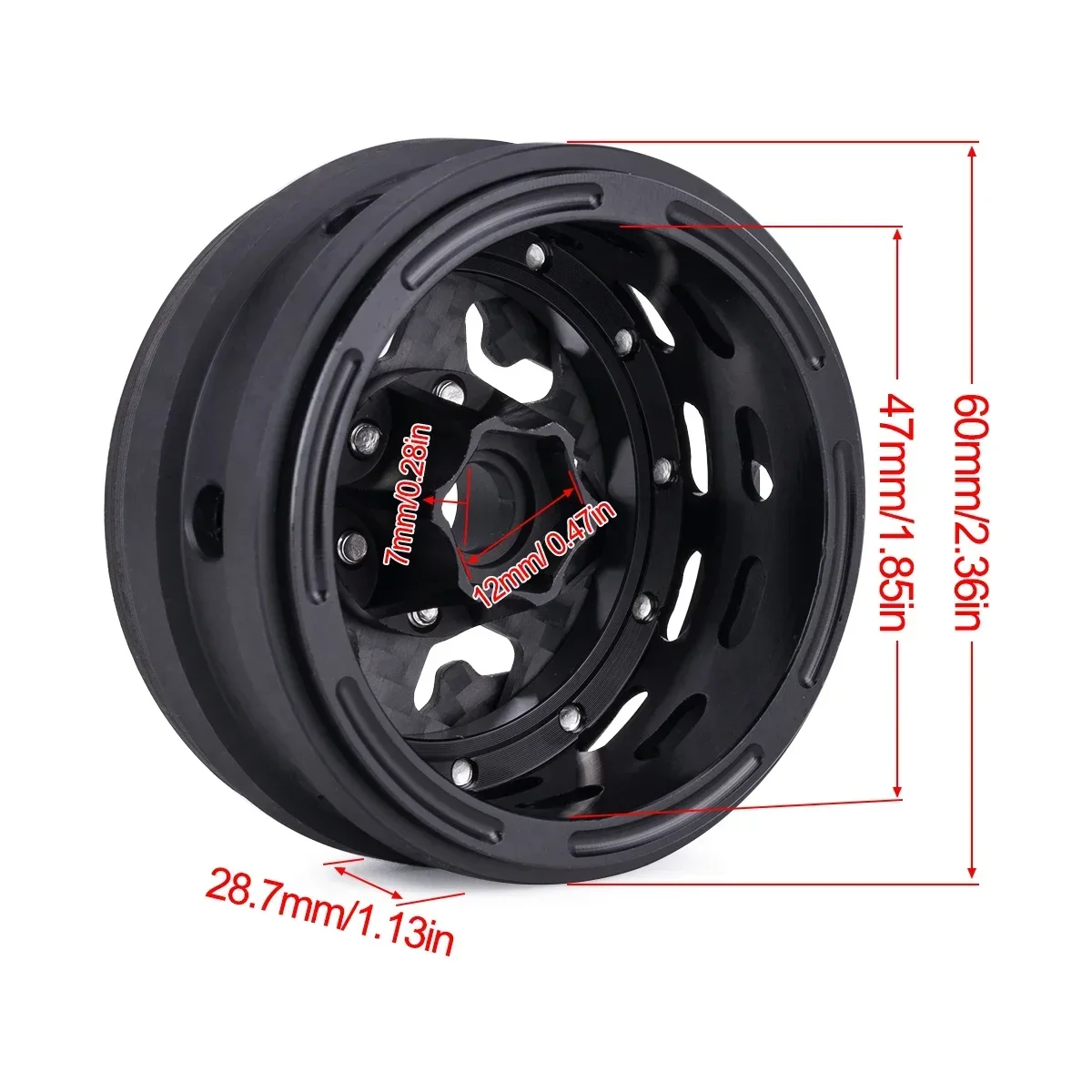 1.9 High Performance Carbon Fiber Beadlock Wheel Rims for 1/10 RC Crawler Car SCX10 Capra TRX4 VS4-10 H10 OPTIC DIY