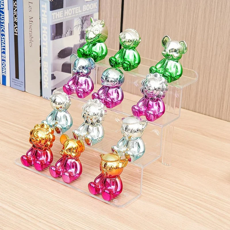 Acrylic Risers Display Stand 3 Tier Cupcake Holder Clear Perfume Organizer Stand Display Shelf Durable Easy To Use 2 PCS