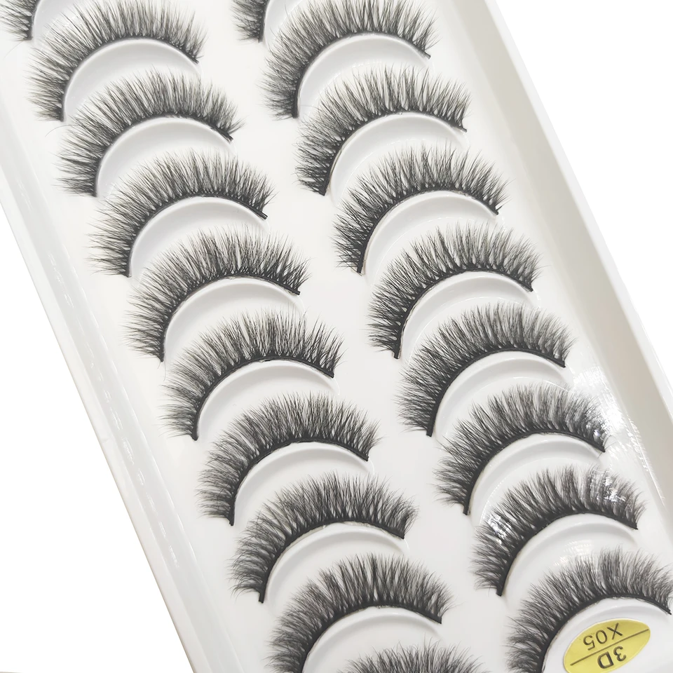 10 pares de pestañas postizas 3D de pelo sintético, naturales, cruzadas y densas, extensión de pestañas, mini 3