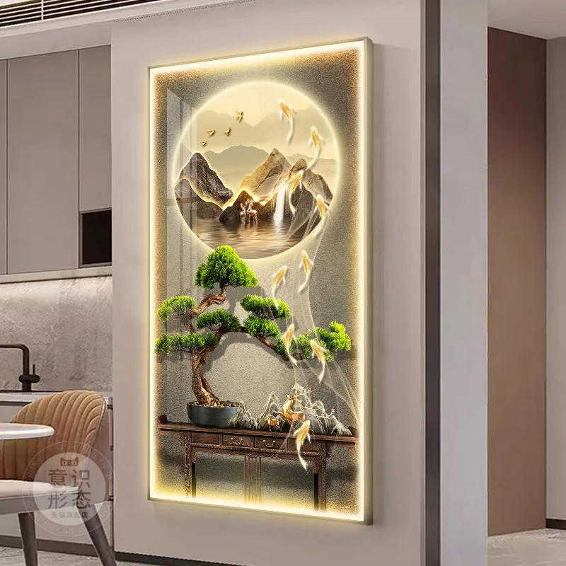 Picture 4: LED lights light luxury entrance door hanging high-end atmosphere corridor aisle mural