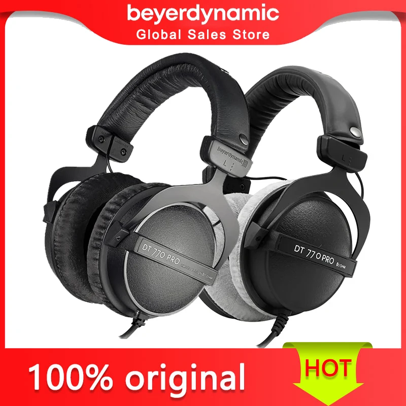 beyerdynamic HiFi Professional Recording Headphones, Closed Monitoring Headworn Headphones, DT770 Pro, 80Ω