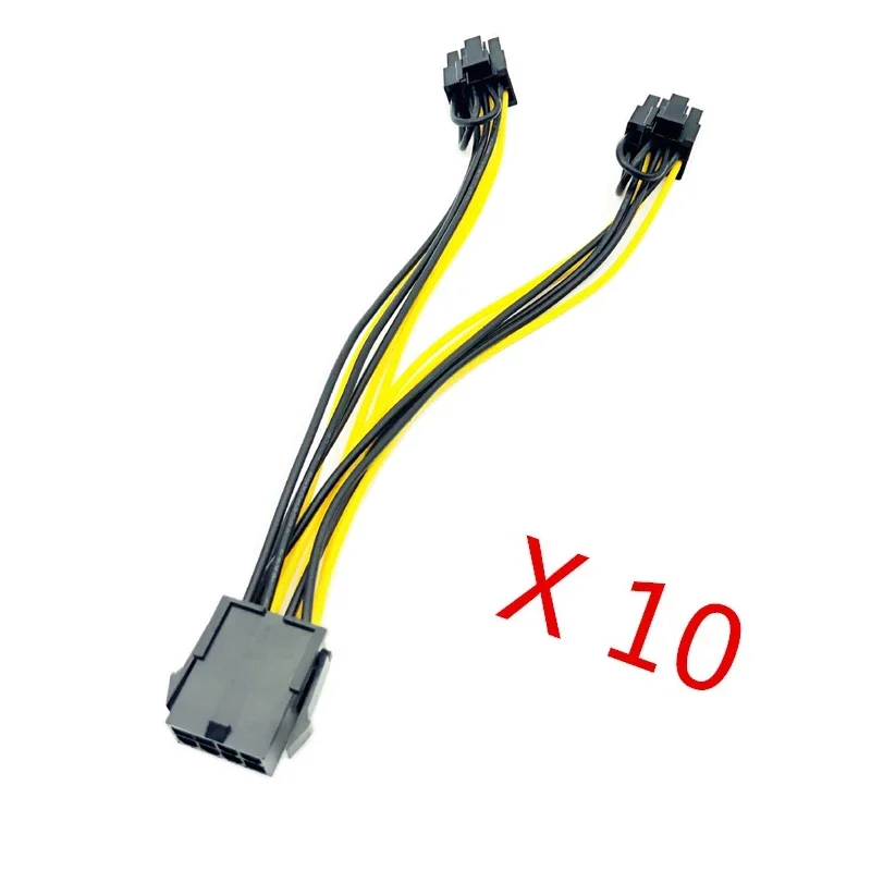 Pci-e pcie 8p fêmea para 2 port dual 8pin 6 + 2 p macho gpu placa gráfica cabo de extensão, 10 pcs/lot