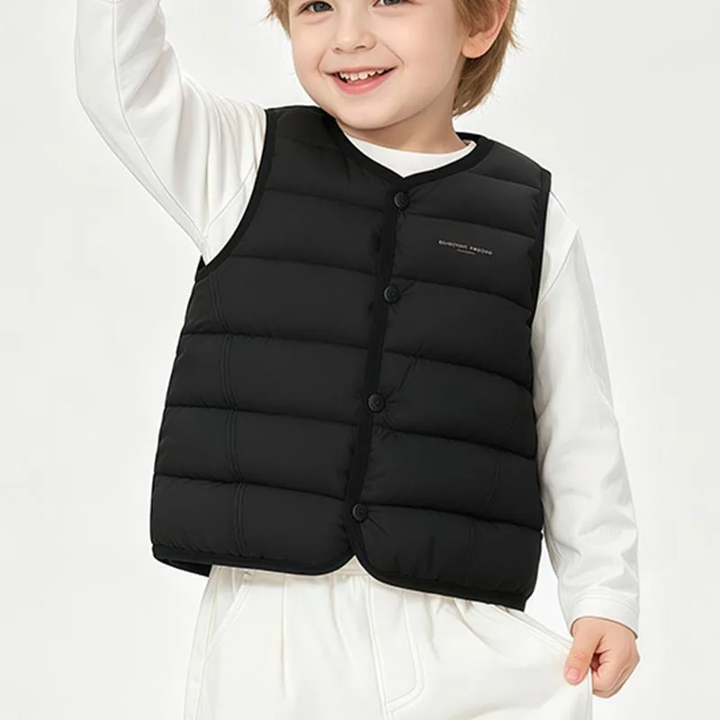Kinder Herbst Winter Jungen Einfarbige Baumwollweste zum Schichten Mädchen Kinder Warme Thermoweste Baby Freizeitkleidung Ärmellose Jacke – Detail 4