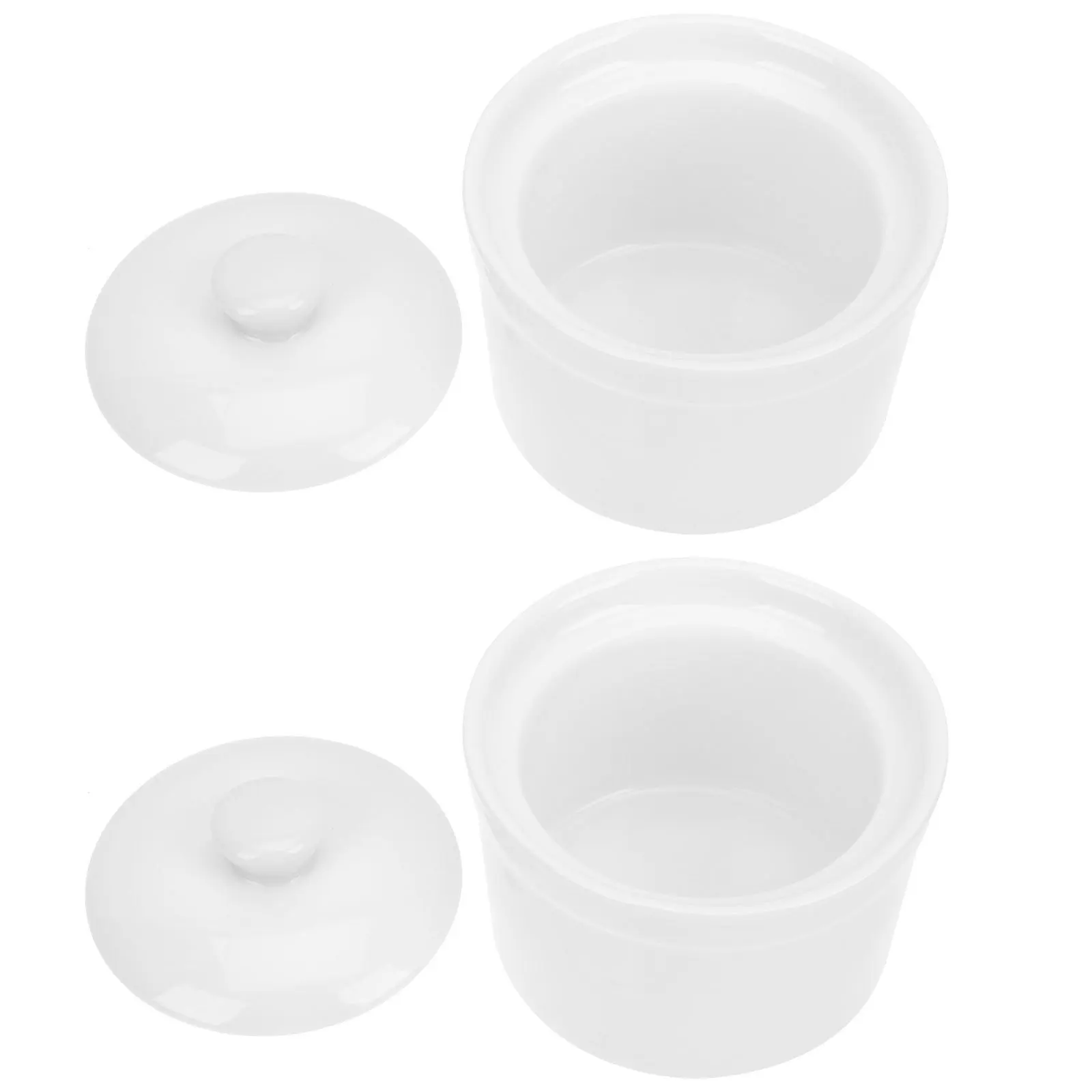

2Pcs Ceramic Soup Crocks 380Ml White Porcelain Stew Pot with Lid Heat Retaining Soup Serving Bowl Microwave Safe Casserole Pot