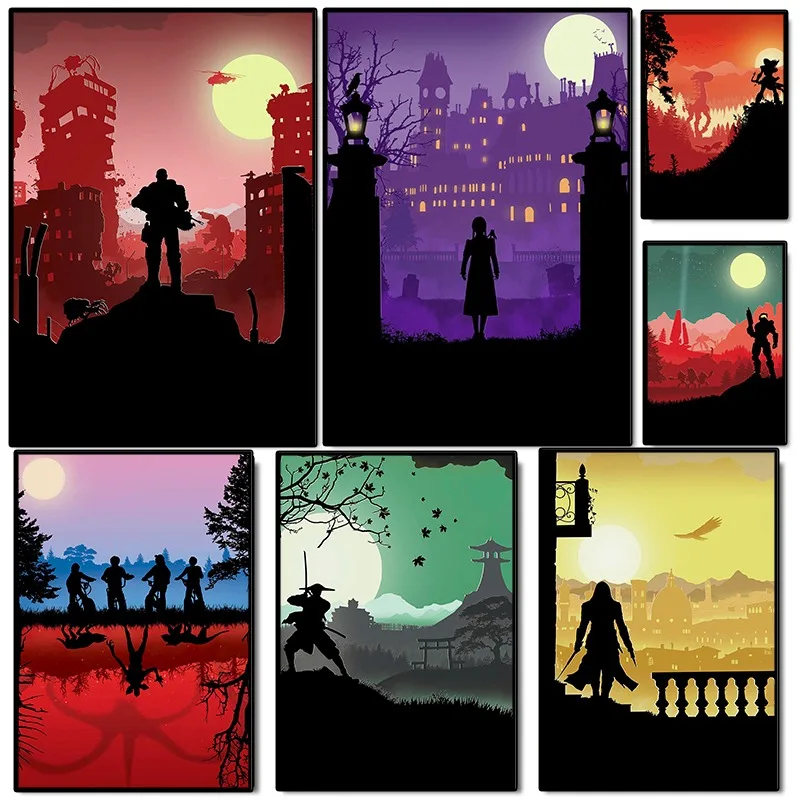 Minimalist Abstract Classic Video Game Poster Computer Game Canvas Painting Prints Wall Art Picture Living Room Home Decor Gift