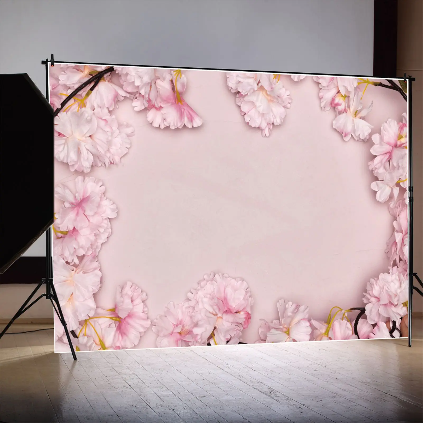 Pink Flowers Wall Photography Backdrops Spring Party Baby Shower Ins Style Birthday Wedding Custom Children Photo Backgrounds