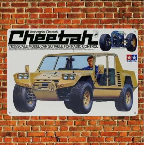 Metal Poster Vintage Rc Car Tin Sign Plaque Tamiya Cheetah Boxart