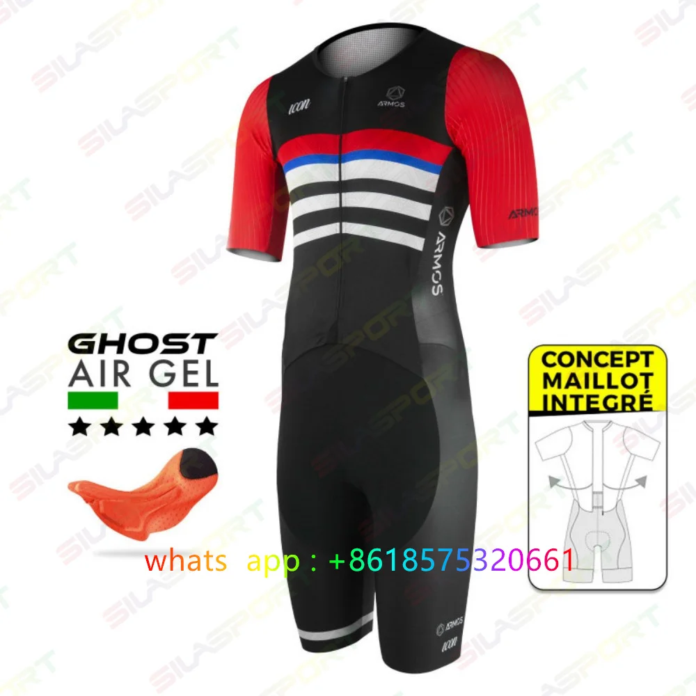 Silasport Triatlon Pak Heren Korte Mouw Eendelig Skinsuit Lycra Pro Atleet Team Hardlopen Wielersport Jumpsuit