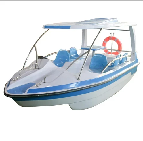 Outdoor water amusement electric boat with 6-person seat fiberglass party boat with two battery for sale