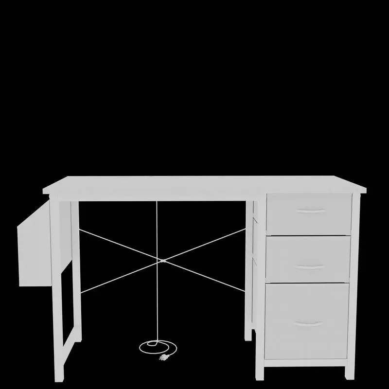 مكتب مكتب مقاس 47.3 بوصة مع مخرج طاقة، 3 أدراج، جيب جانبي، سهل التجميع، إطار قابل للعكس للمنزل أو المكتب أو الألعاب، أو