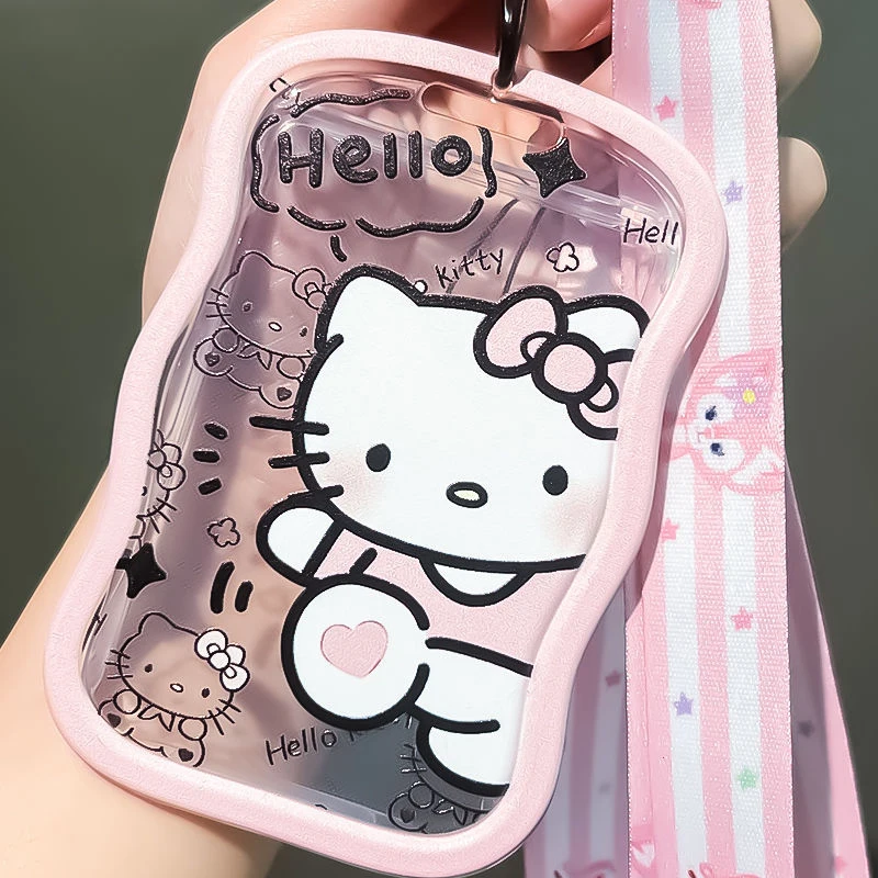 Transparente Foto Titular do Cartão, Sanrio Kawaii Olá Kitty Pochacco, Idol Foto Manga, Chaveiro Cartões Protector Case, Cartão de Estudante