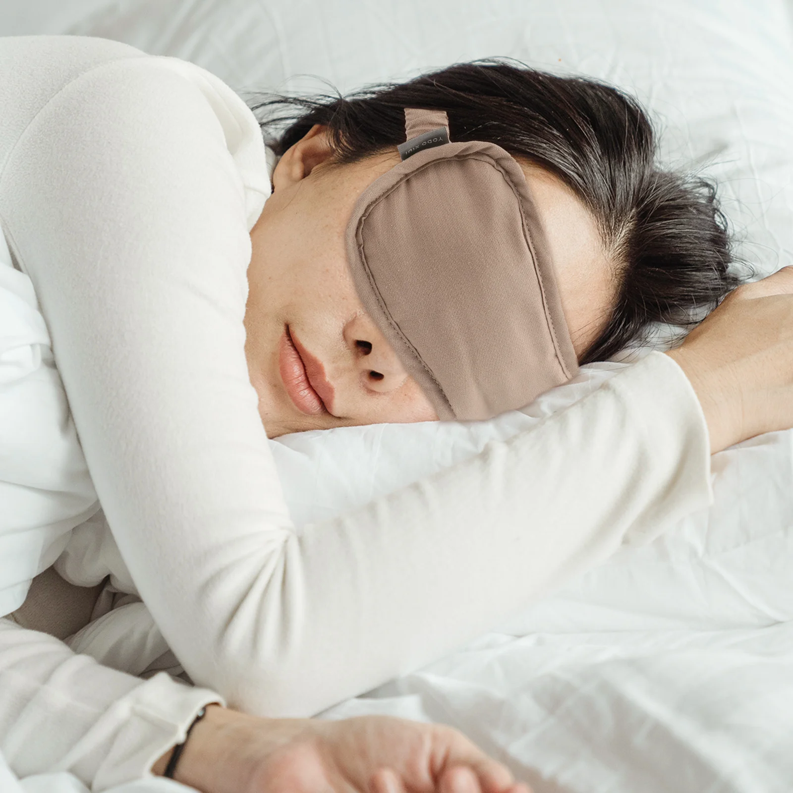 

Компрессионная утяжеленная маска для сна с подогревом, затемняющая маска для глаз с массажными бусинами для путешествий, медитации, отдыха, хлопка с повязкой на глаза