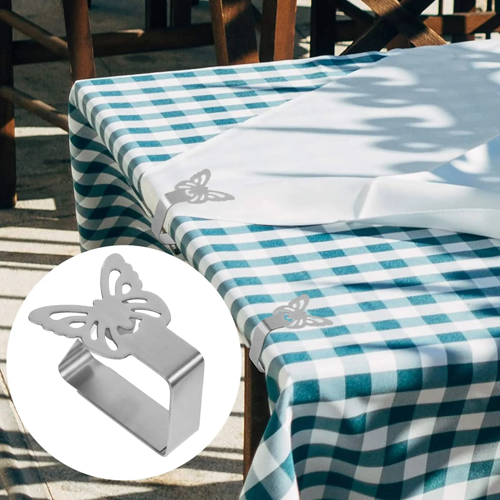 

2pcs Tablecloth Clips Stainless Steel Holders Set for Home Parties Restaurant Buffet Wedding Outdoor Indoor