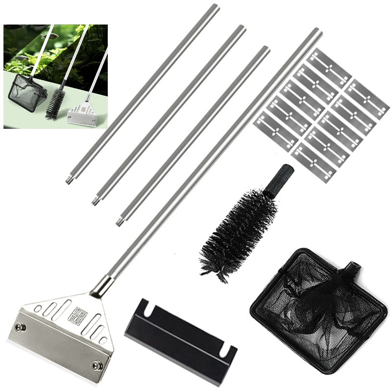 Aquarium flat sand algae removal dual-use glass Algae scraper stainless steel household cleaning to tools Fish tank accessories