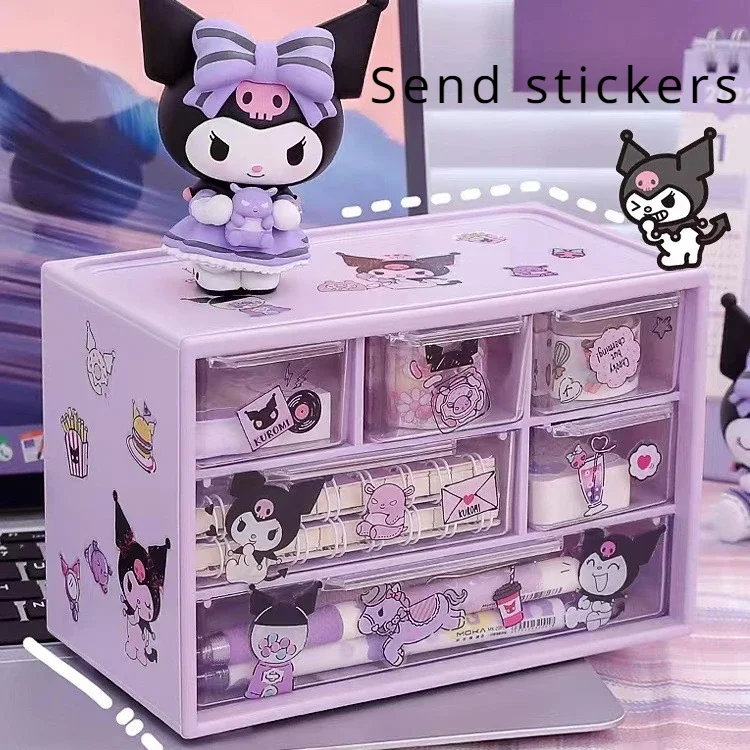 Anime Sanrio Kawaii Storage Box Kuromi Melody Cinnamoroll Diy Drawer Case Toys Pochacco Jewelry Shelf Birthday Student Gifts