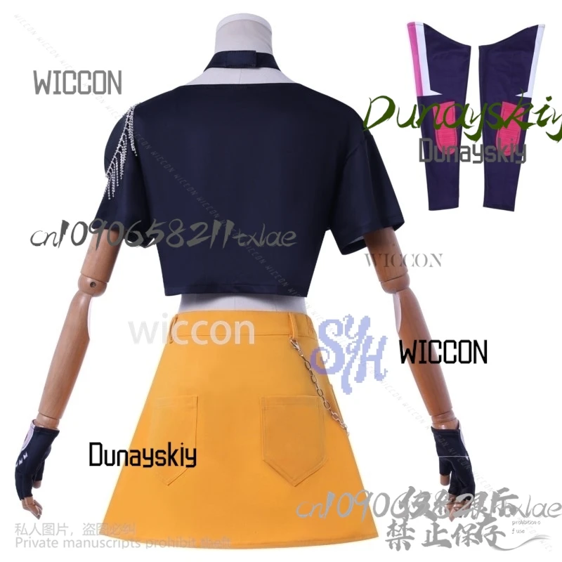 Huntrix KPop Demon Hunters Mira Kpop Idol Stage Costume Girls Power Groups Cos Mini Dress Jirai Kei Uniform Wig Halloween