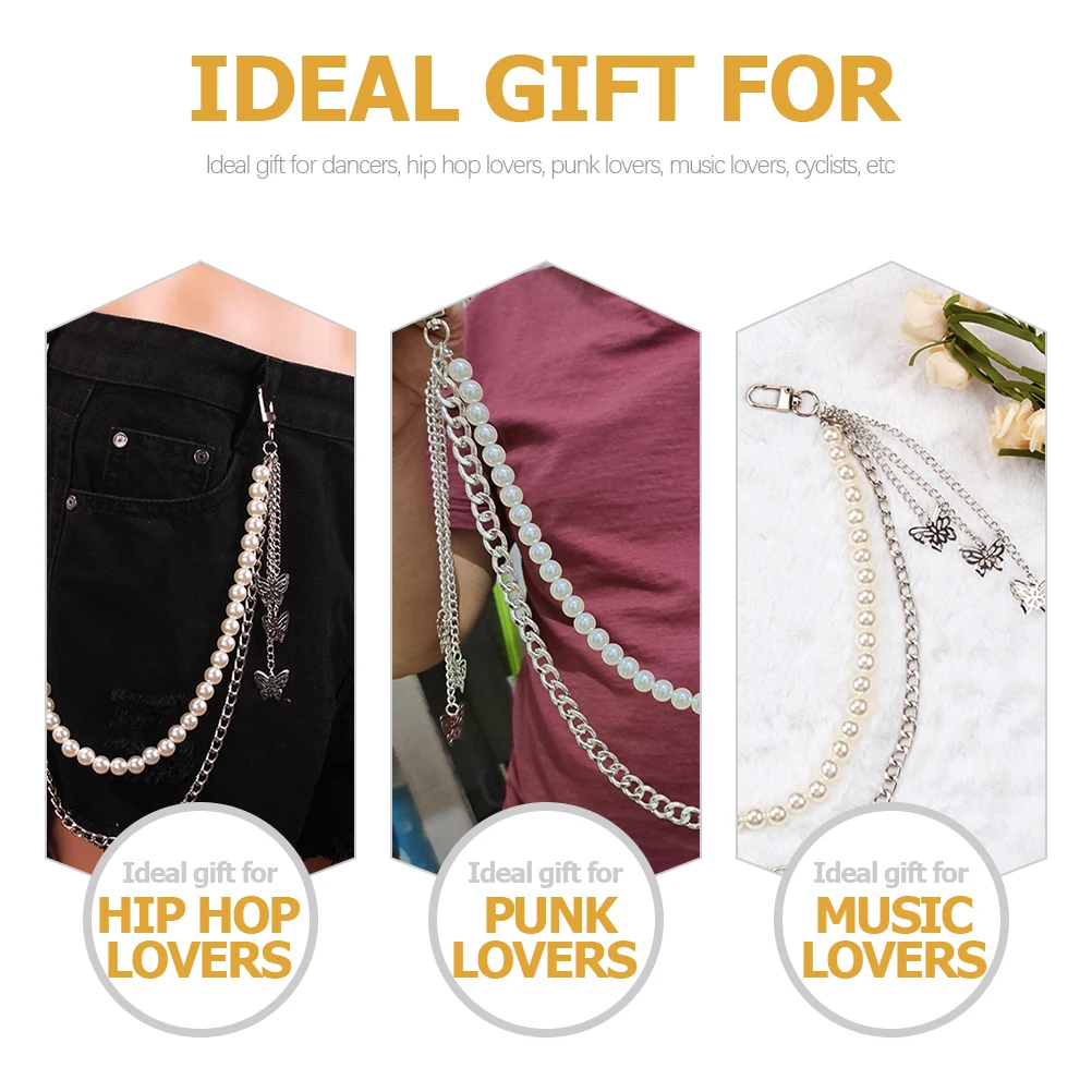

2pcs Punk Style Butterfly Pants Multi-Layer Alloy Waist Chain Decor For Women Hip Hop Jeans Chain Party Festival Accessory