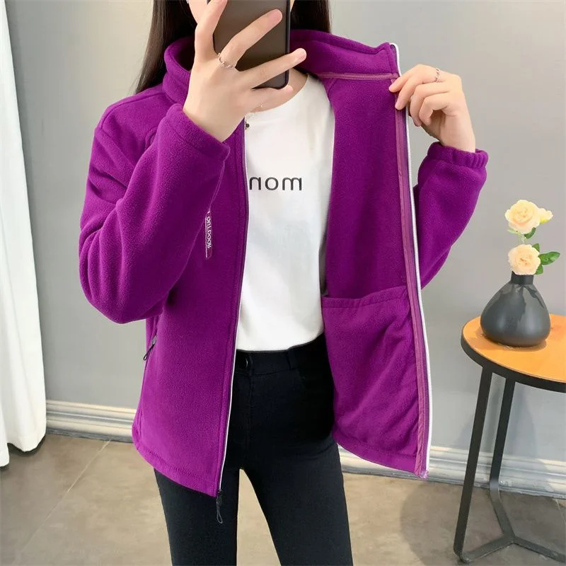 

2025 Women Large Size 5XL Fleece Jacket Autumn Winter Female Stand Collar Hoodies Coat Korean Lady Thick Cardigan Sweatshirt Top