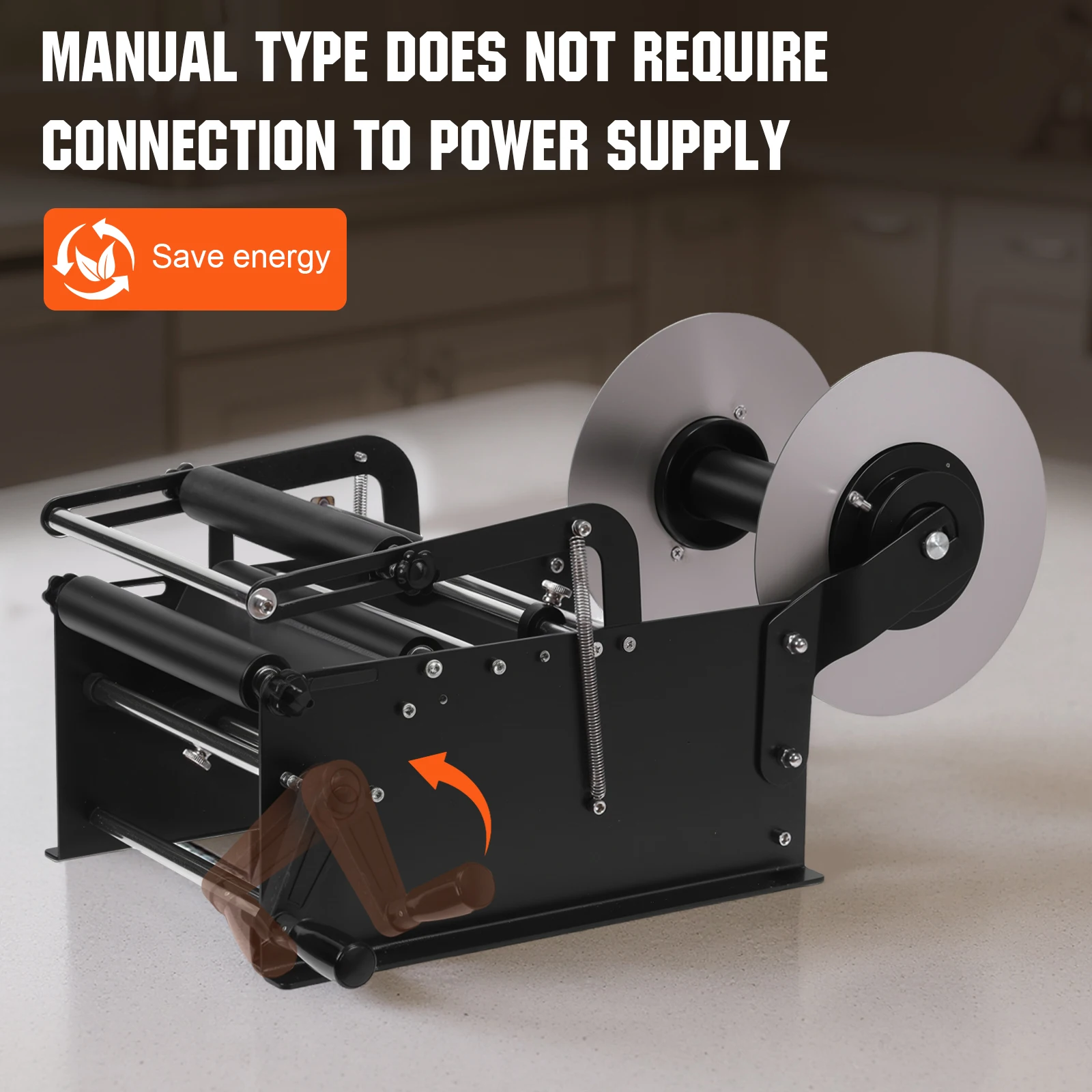 Mesin Pelabel Botol Manual dengan Pegangan, Mesin Pelabel Botol Kecil yang Dapat Disesuaikan untuk Botol Bulat dari Kaca, Plastik, dan Logam