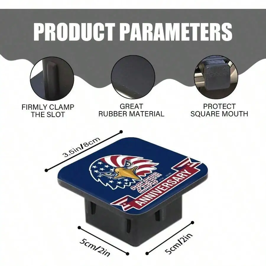 Trailer Hitch Cover, Hitch Cover Rubber Towing Hitch Plug Covers, Square 2 Inch Receiver Tube Plug Cap Trucks SUVs