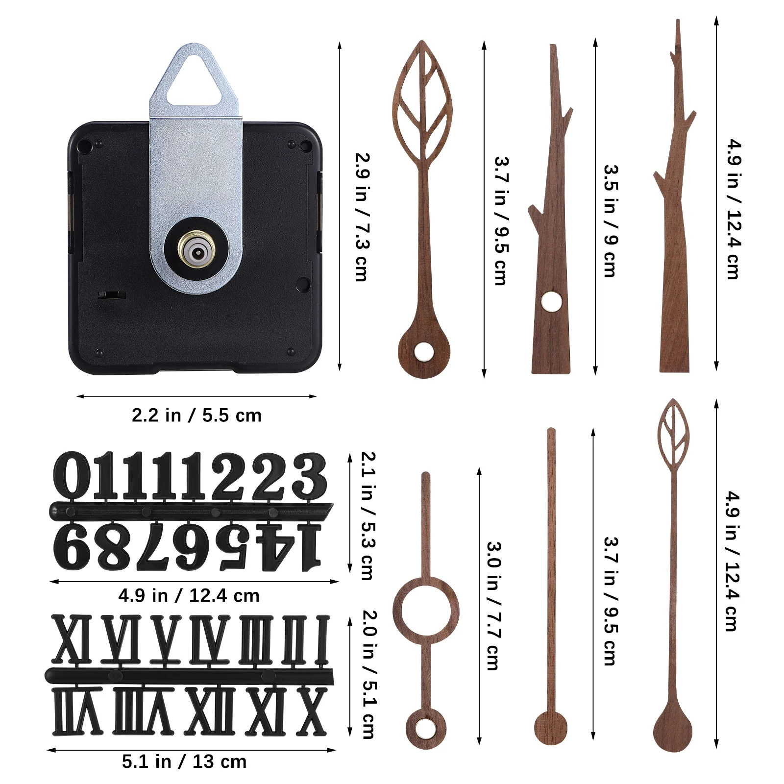 

DIY Clock Mechanism 26# Axle 22 Walnut Numbers Quartz Movement Wall Clock Parts Kit Replacement H Motor Assembly