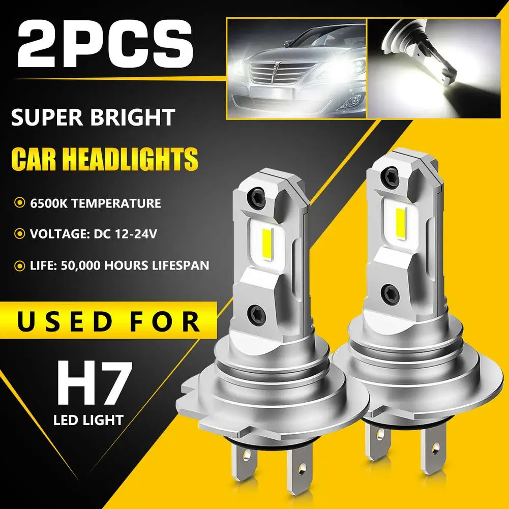 

2pcs H7 LED Headlight Bulbs Car Fog Light Bulbs 14000LM 6500K White Hi/Lo Beam LED Headlights Conversion Kit IP67 Waterproof