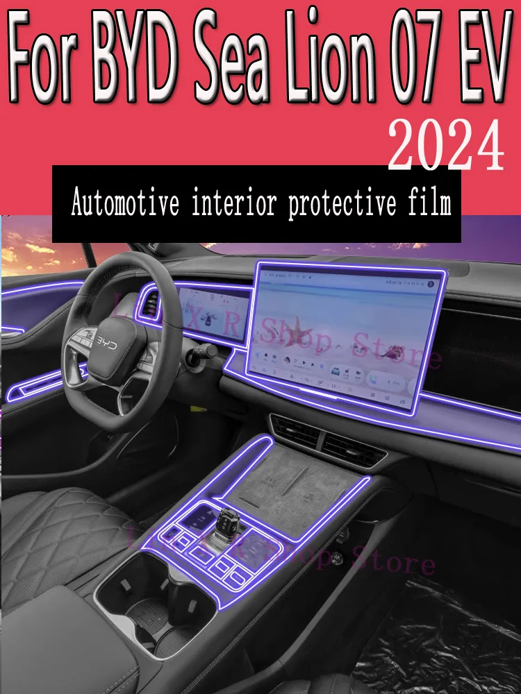 

For BYD Sea Lion 07 EV 2024 Car Interior Gearpanel Dashboard Gps Navigation Screen Transparent TPU Protective Film