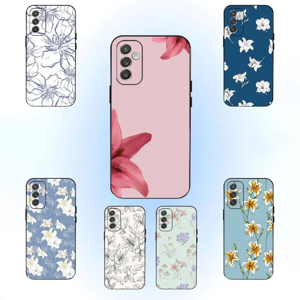 

Flowers Floral Lily Pattern Phone Case For Samsung Galaxy A91,A80,A73,A72 ,A71,A53A52,A32 ,A31A22,A21s,A20,Black Cover