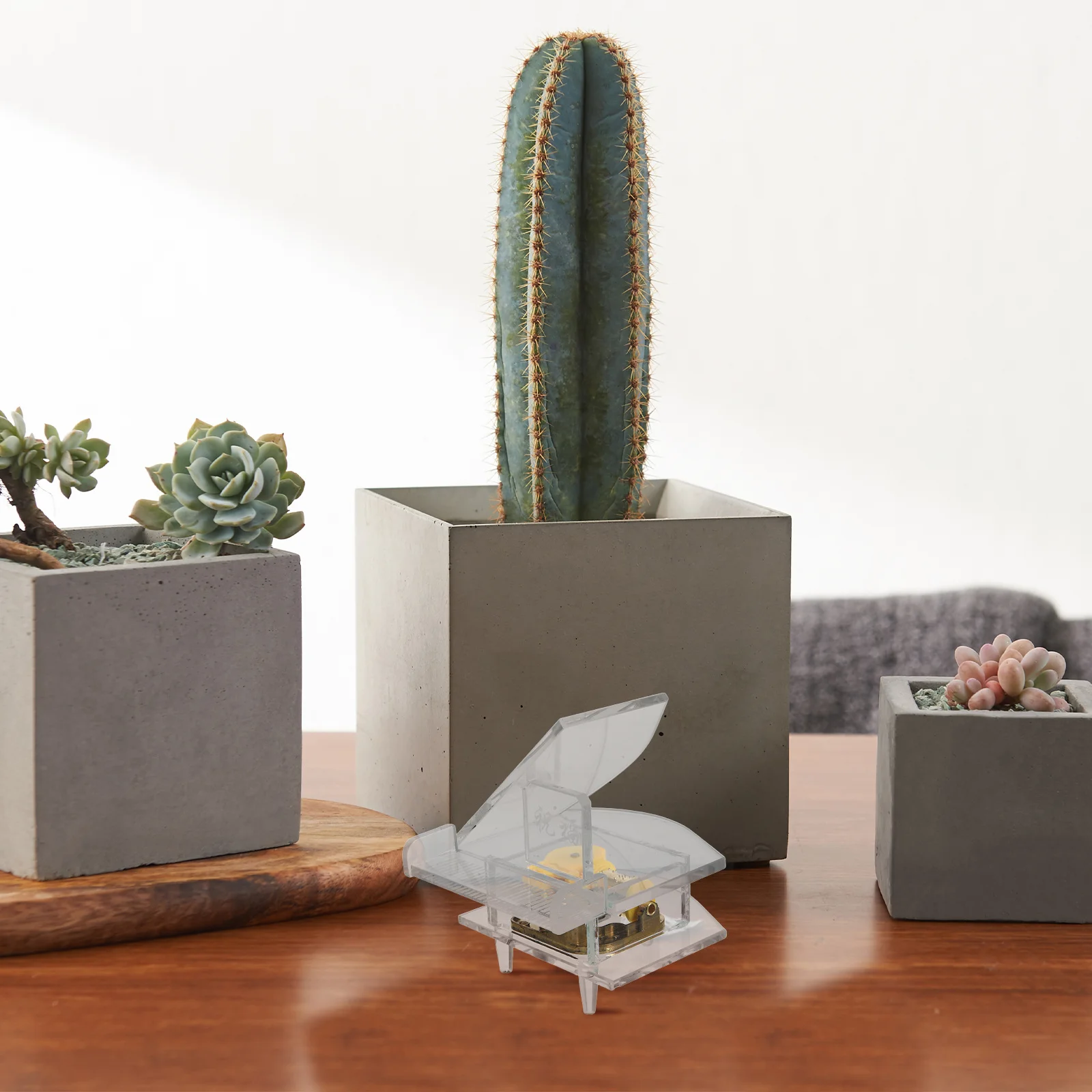 

Elegant Crystal Piano Music Box Transparent Glass Miniature Instrument for Home Table Desktop Romantic Melody Box