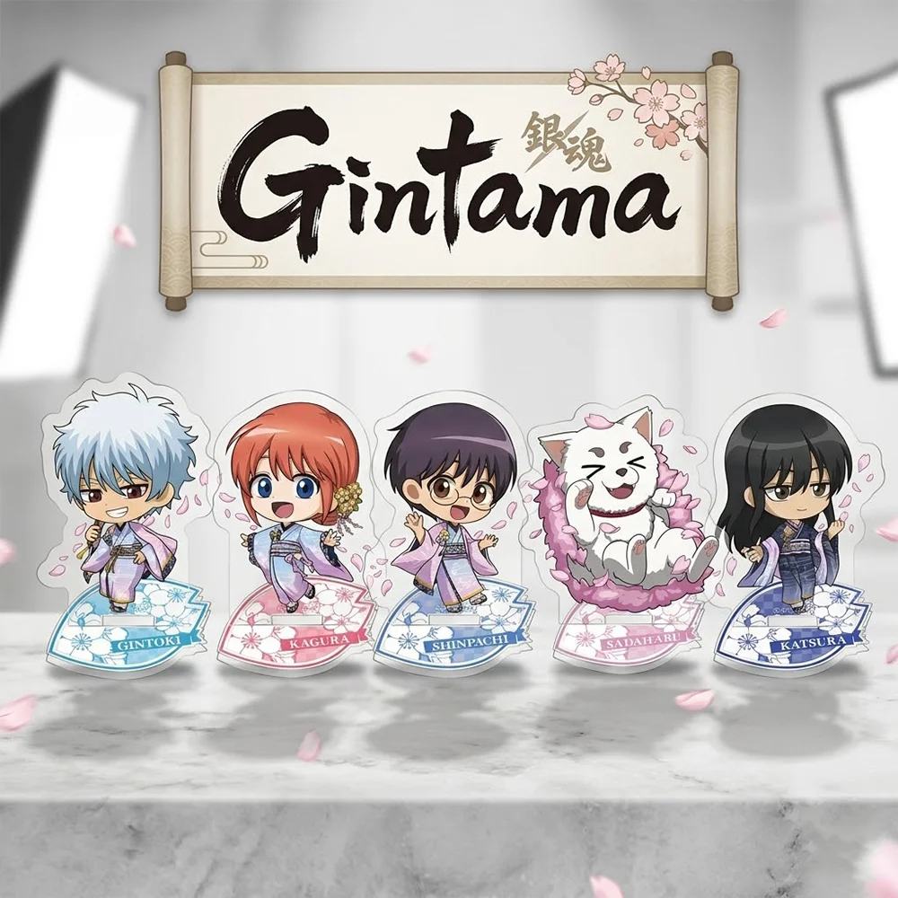 Gintama Hiyori Style 10CM Double Sided Acrylic Stand Keychain Anime Stand Gintoki Sakata Kagura Desk Decor Fan Collection Gift