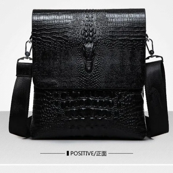 Crocodile-print man's briefcase Clamshell multi-layer large capacity real leather high-grade travel men's bag