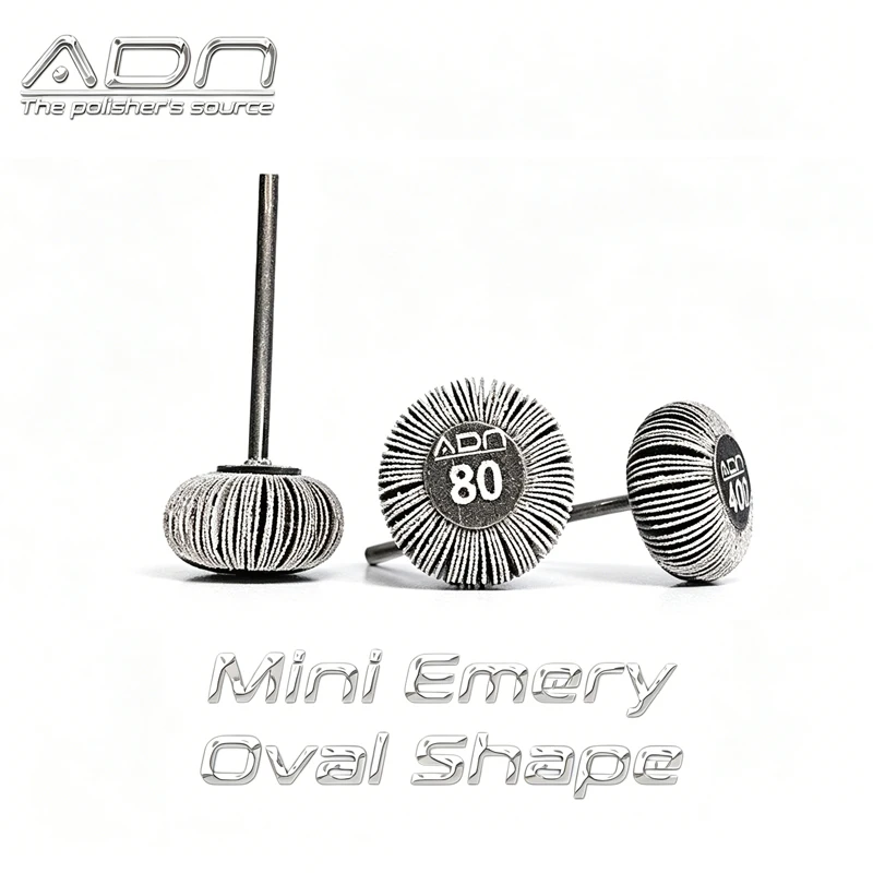 

ADN Oval Mini Emery Wheel 2.35mm Shaft Dry Use Abrasive Flap Wheel Jewelry Precious Metal Smudge Removing Polishing Tool