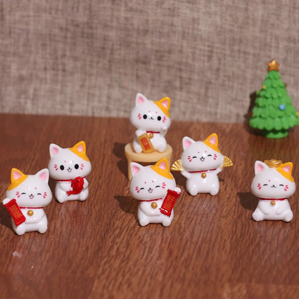 

12pcs Figurines Resin Decoration Small Plant Ornaments Kitten Statue Desk Garden Ornament Cat Modeling Decor