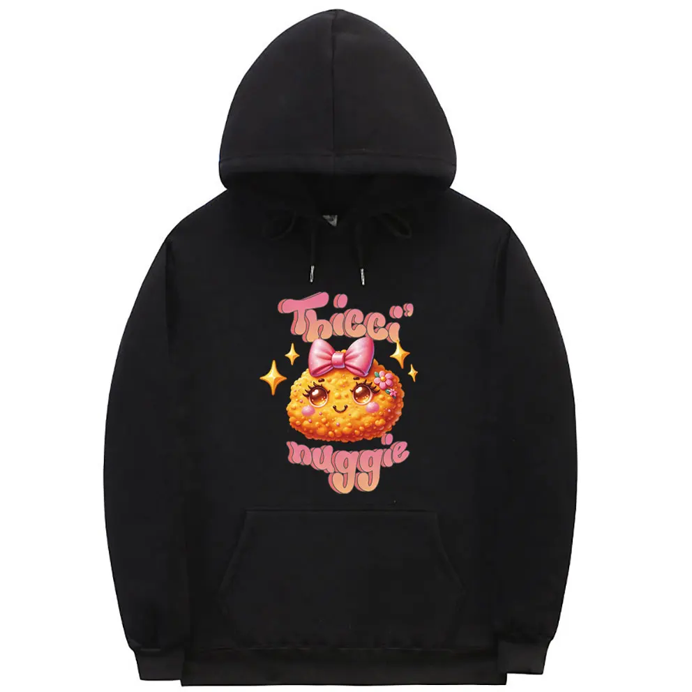 

Cute Thicci' Nuggie Graphic Hoodie Men Women Funny Chicken Nuggets Print Hooded Tracksuit Male Fashion Causal Oversized Hoodies